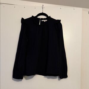 XiRENA Black Ruffle Blouse Cotton Gauze Size Medium